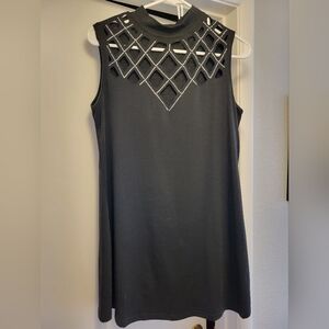 Chic Black With Rhinestone Cut Outs Tank Top